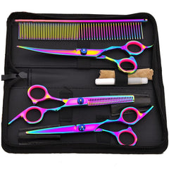 Hucholite professional barber scissors kit 7-inch curved blade ready for precise detailing