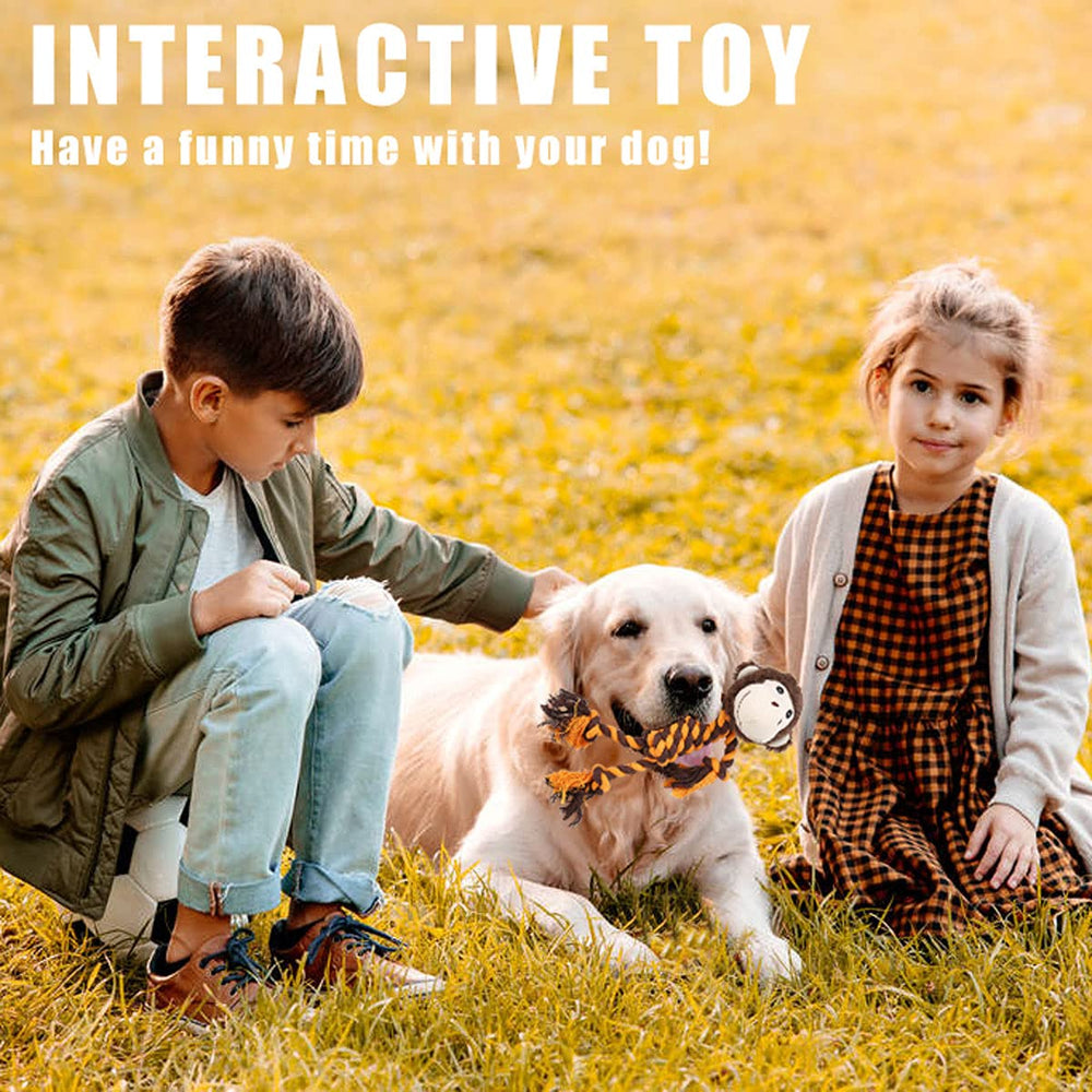 HUGEME cotton-filled chew toy offers plush feel with durability for puppies.