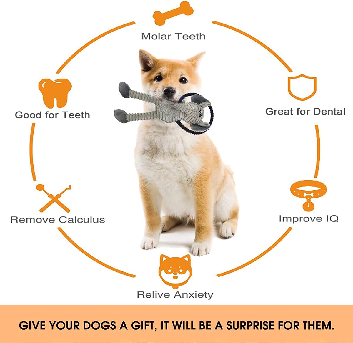 HUGEME machine-washable dog toy is easy to clean after messy chews.