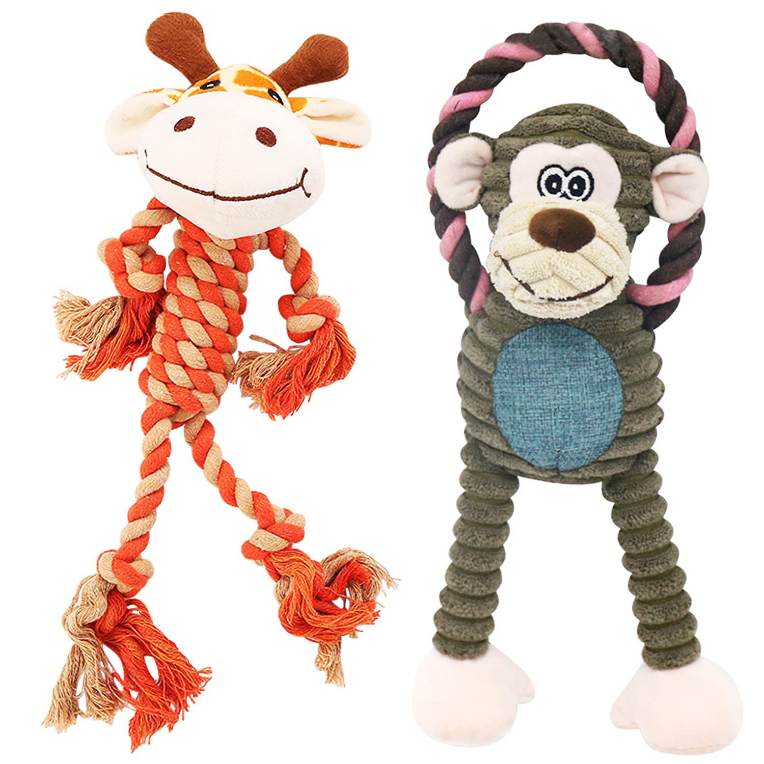 HUGEME rope dog toy close-up during tug action for interactive play.