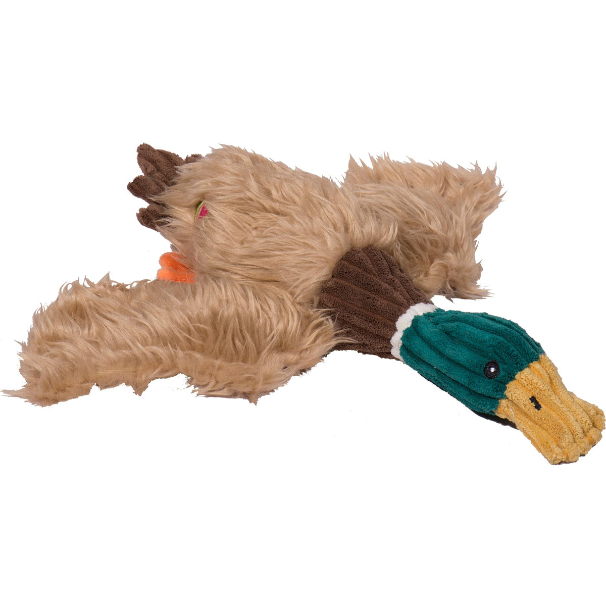 HuggleHounds Drake Duck with X-Brace skeleton supports tough play for large dogs