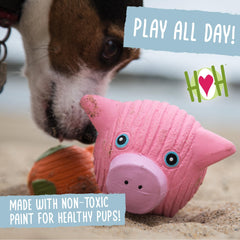 HuggleHounds Hamlet Pig Ruff-Tex toy with squeaker inside for interactive playtime.