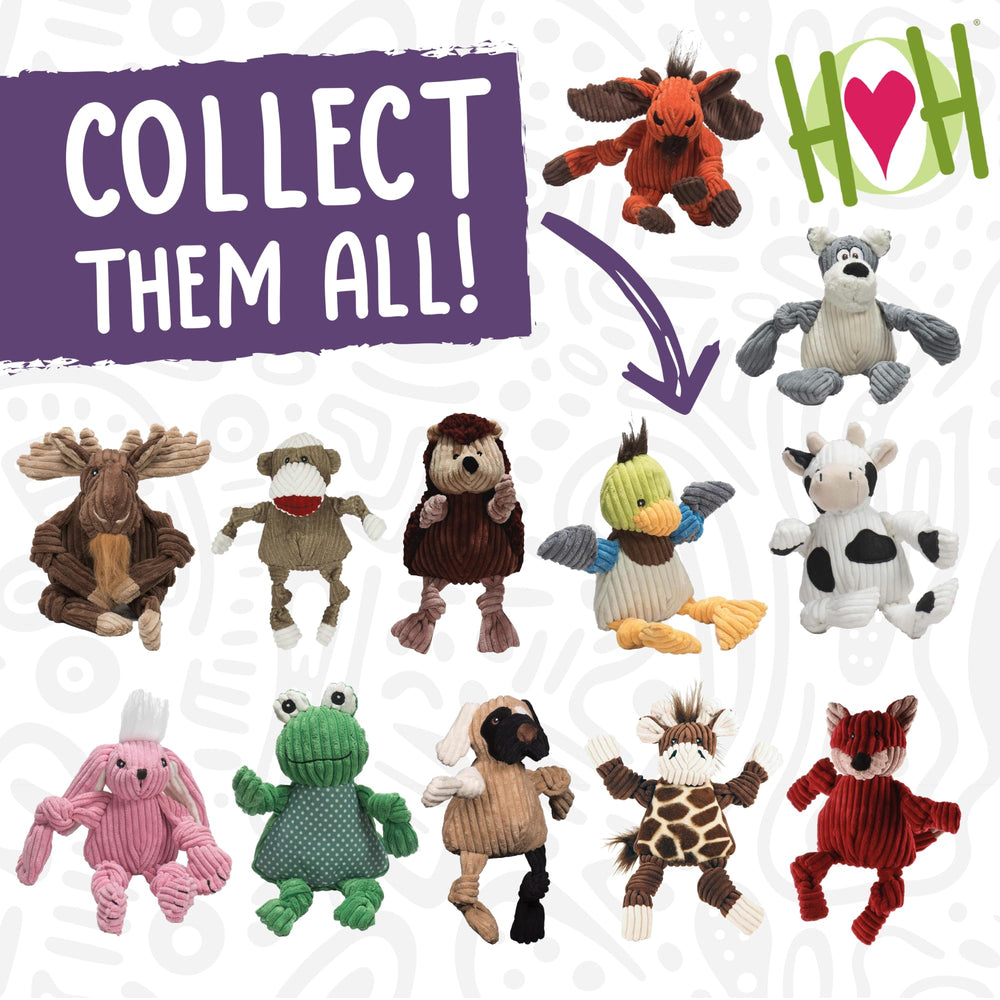 HuggleHounds Angus Cow Knottie promotes safe, interactive play.