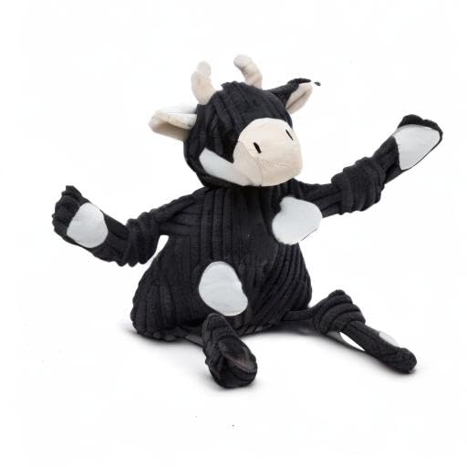 HuggleHounds Angus Cow Knottie ideal for dogs during travel and at home.