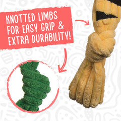 HuggleHounds Knottie Buckeye close-up squeaker detail for engaging, interactive play.