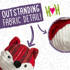 HuggleHounds Knottie Fox Tartan Tidings Large side view highlighting durable plush for long-lasting fun