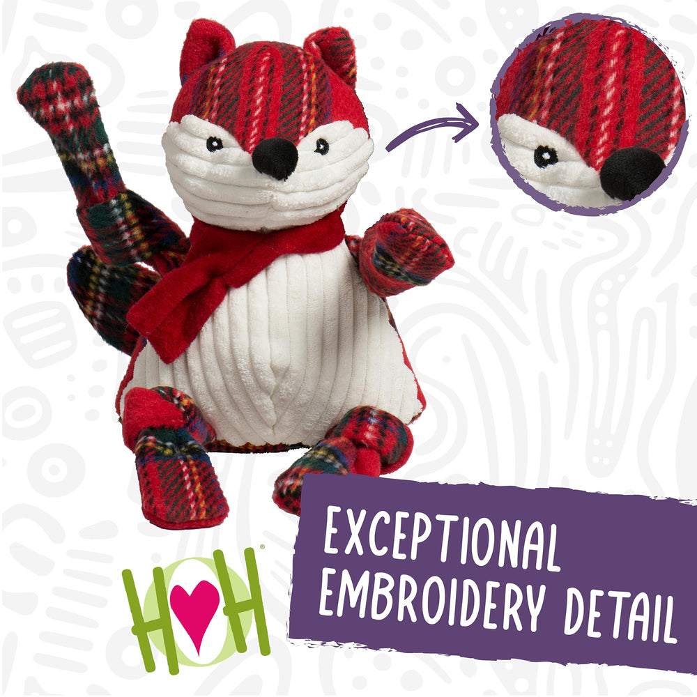 HuggleHounds Knottie Fox Tartan Tidings Large soft plush fabric ideal for cozy snuggles