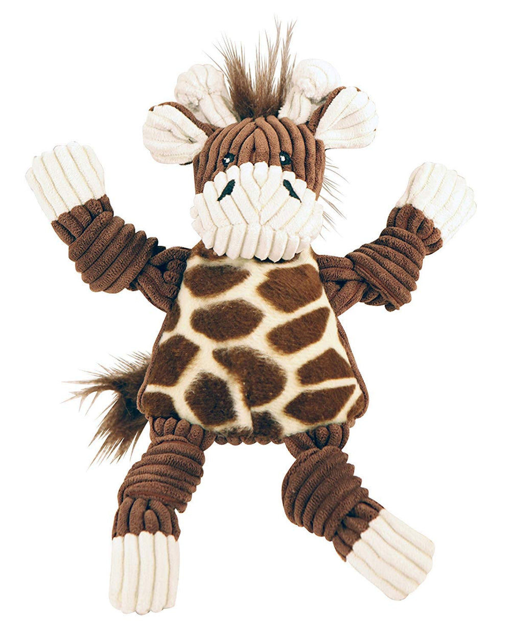 HuggleHounds Knottie Giraffe front view, durable plush for long play sessions.