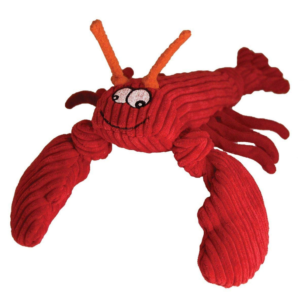 HuggleHounds Knottie McCracken Lobster toy front view for engaging play and squeaks