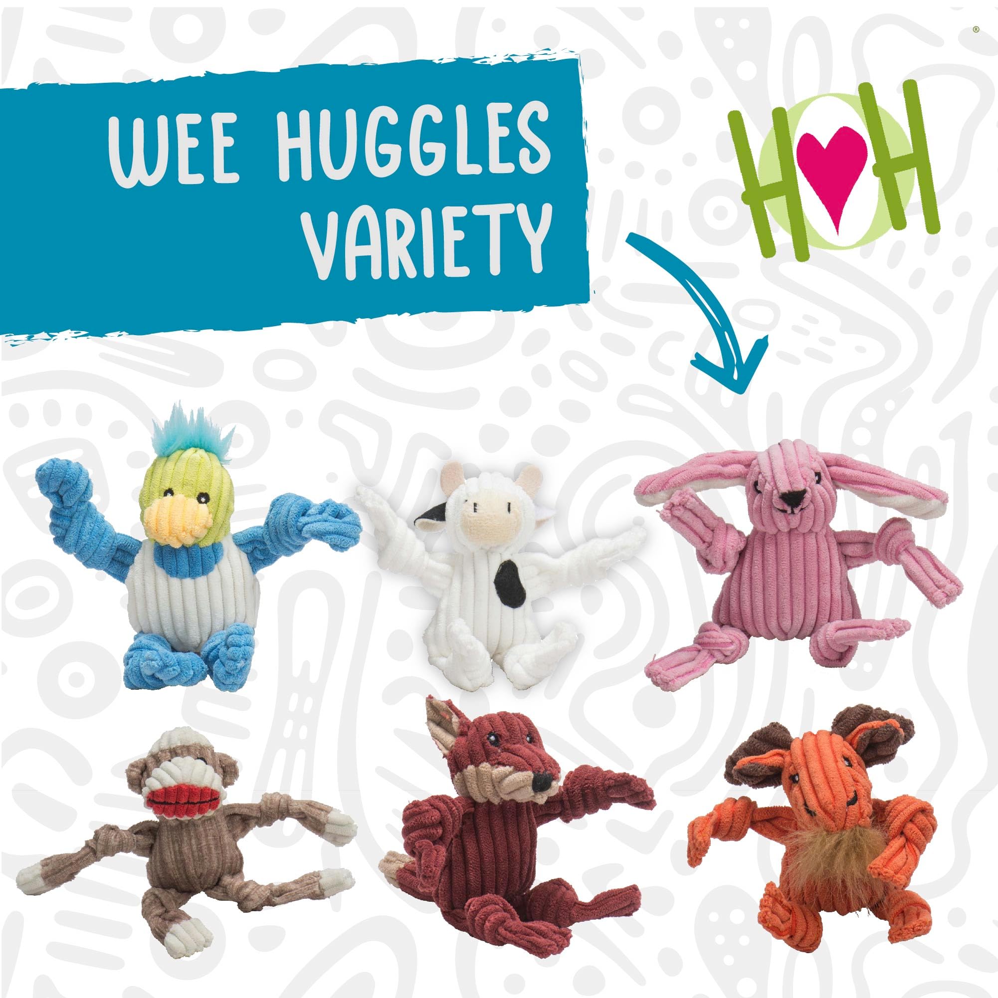 HuggleHounds Knottie packaged display highlights trusted quality from Huggle Group.