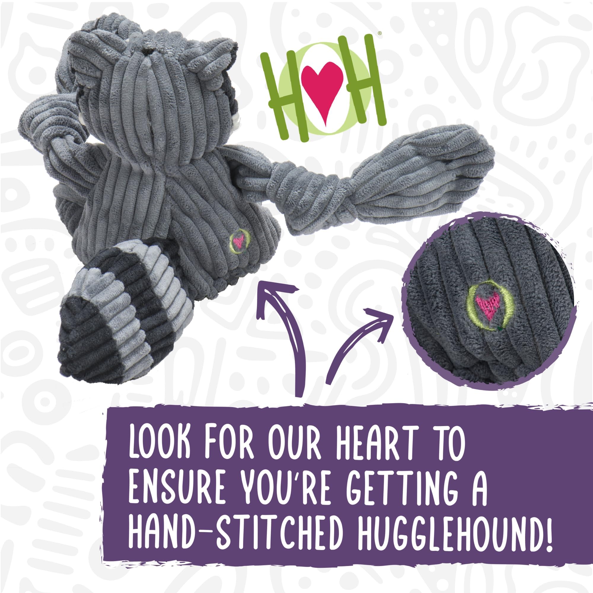HuggleHounds Knottie Pink Flamingo toy squeaks—multi-squeaker for engaging puppies.