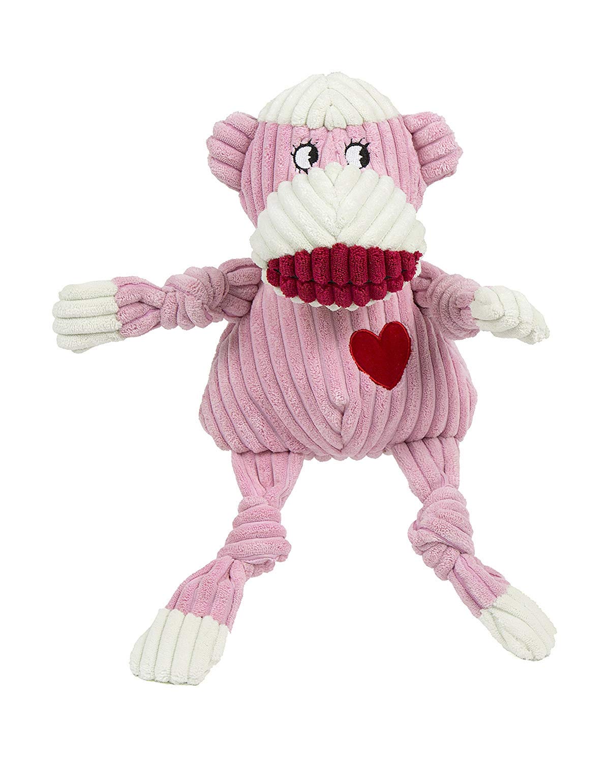 HuggleHounds Knottie Ms Maddie Sock Monkey front view sparks interactive play with squeaks