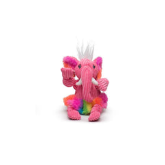 HuggleHounds Knottie Rainbow Elephant Small front view for interactive play and squeak-filled fun.