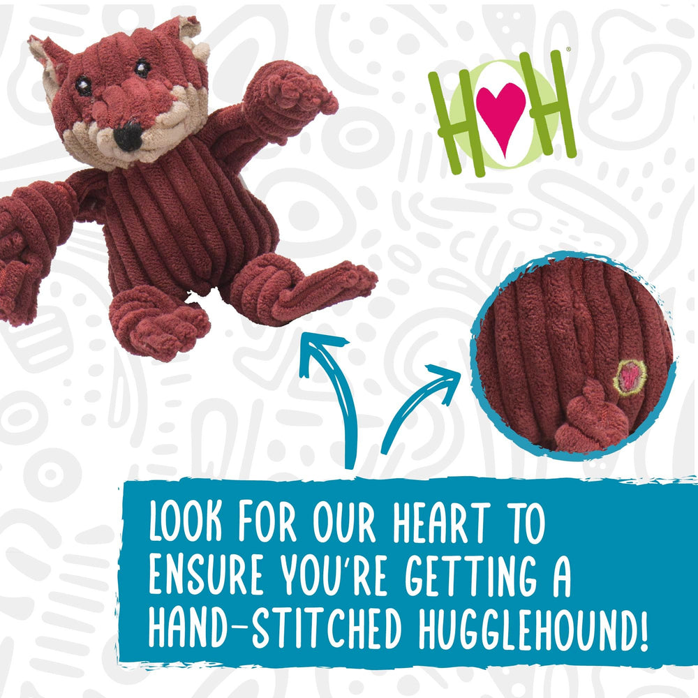 HuggleHounds Knottie plush toy showcases corduroy fabric for long-lasting durability.