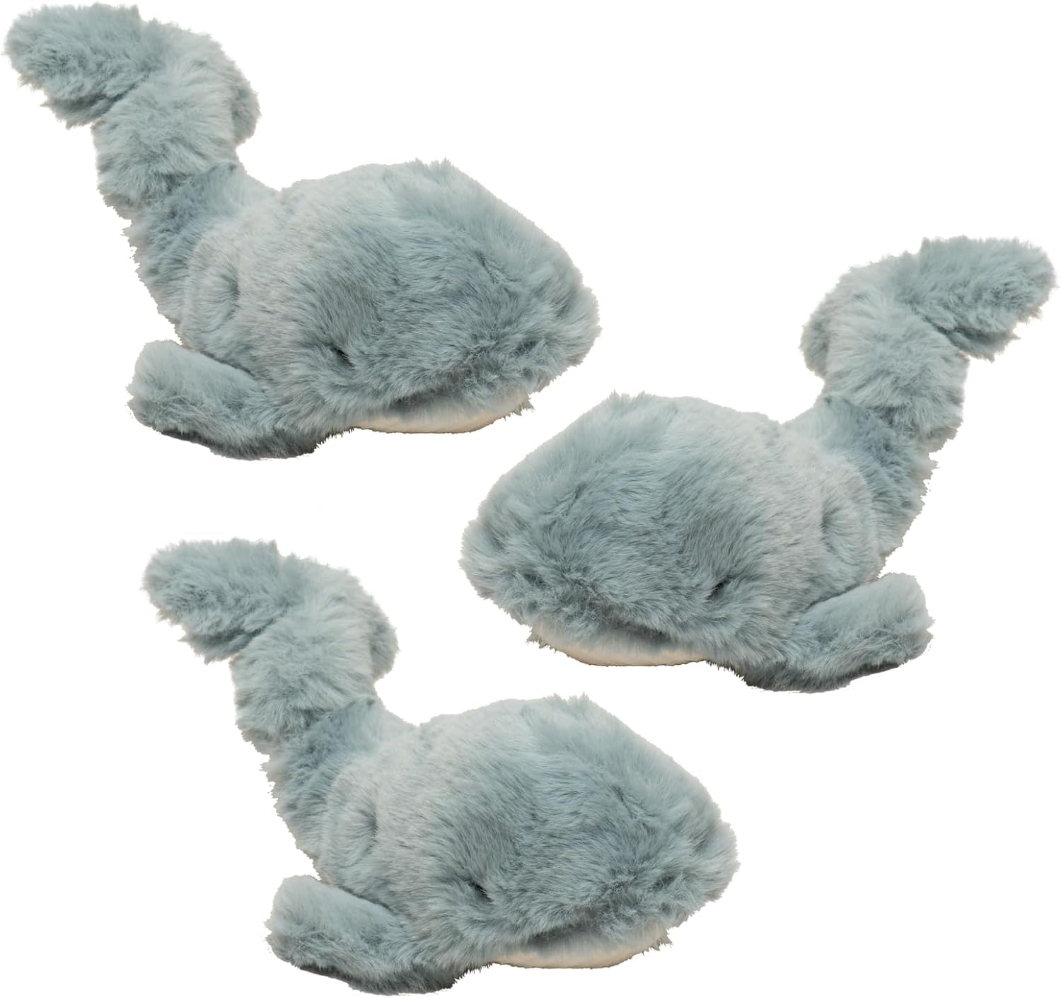 HuggleHounds Mobie Whales pack of 3 plush toys for small dogs, durable and cuddly.
