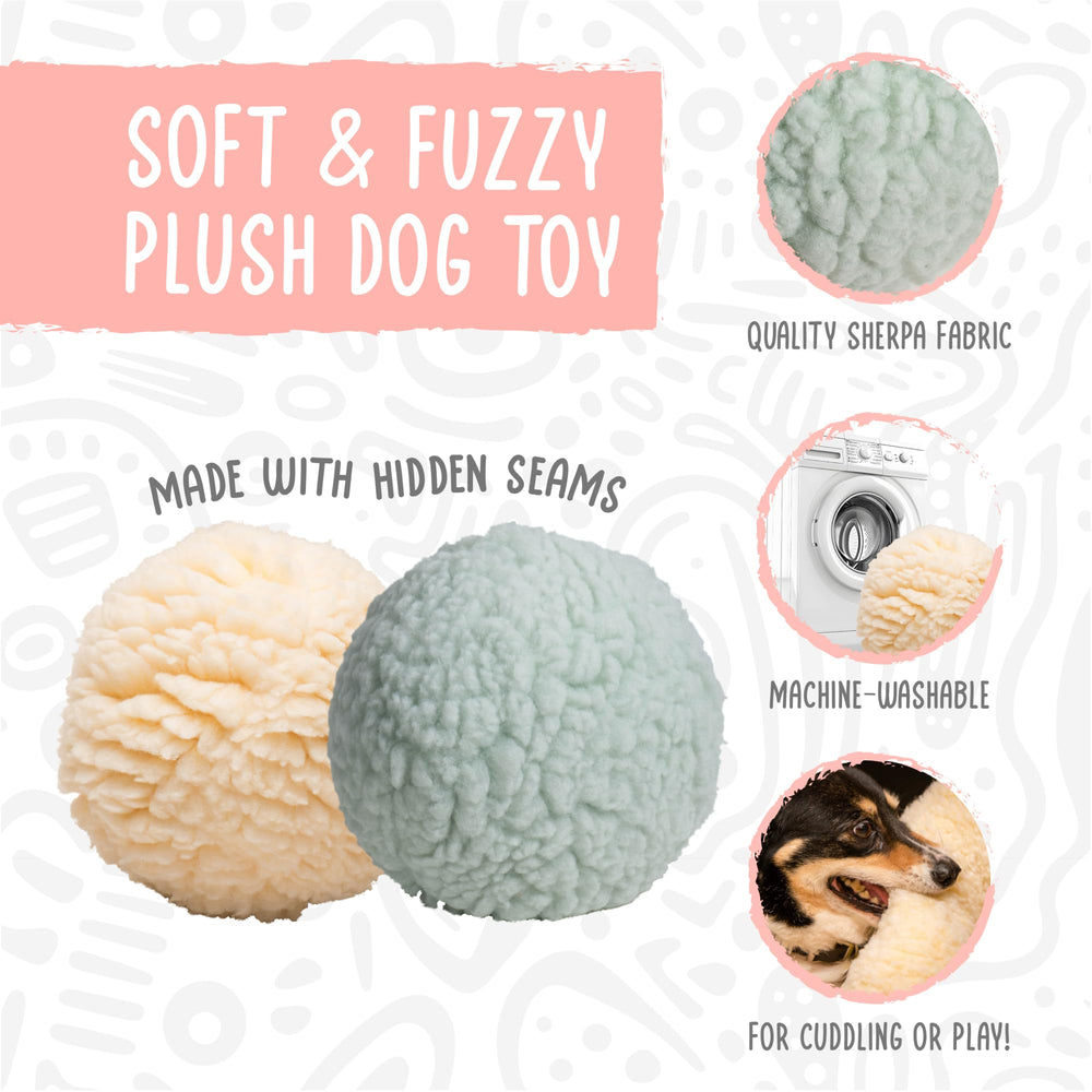 HuggleHounds plush ball's soft fleece texture enhances gentle interactive play.