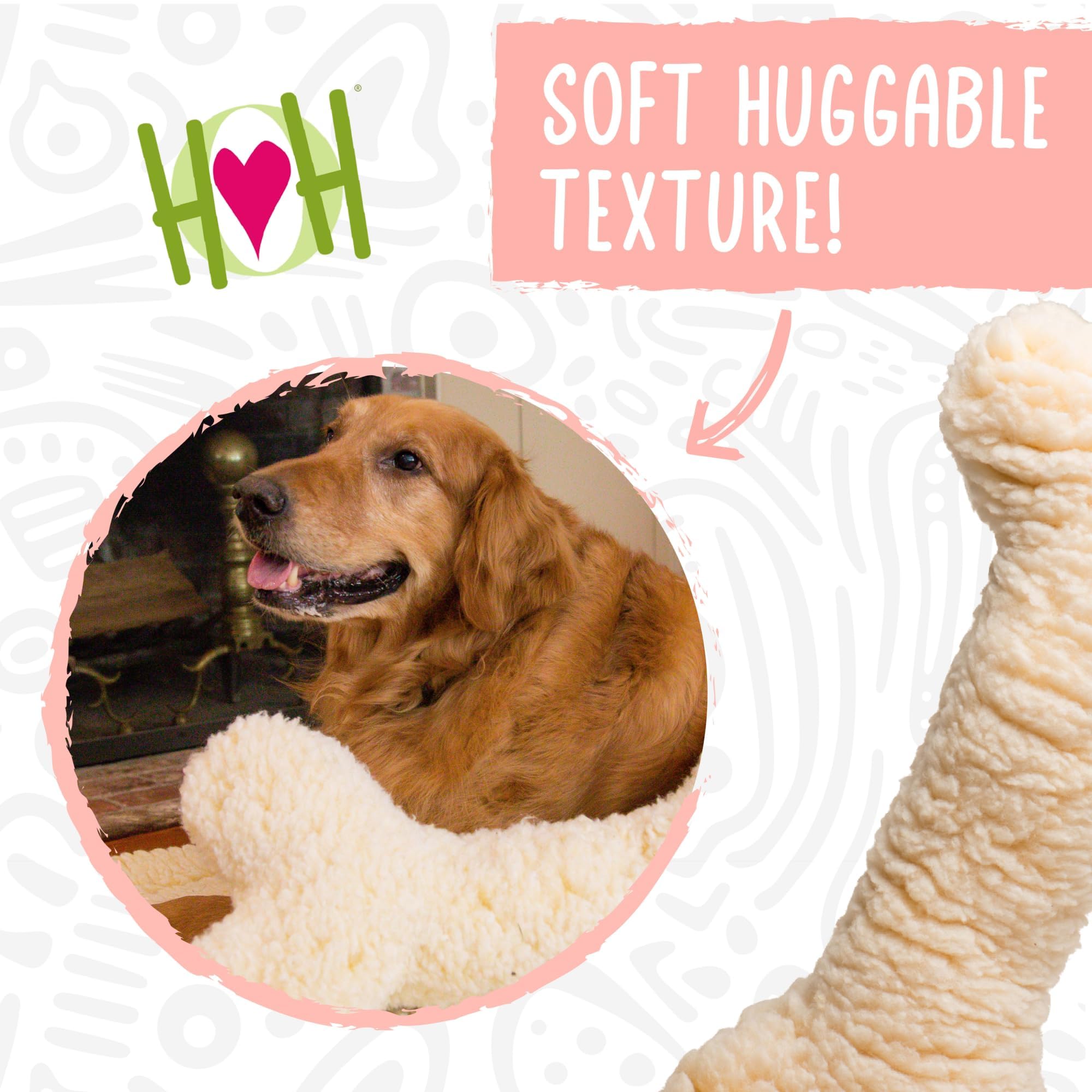 HuggleHounds plush bone toy durable seams demonstrate reinforced stitching for rough play