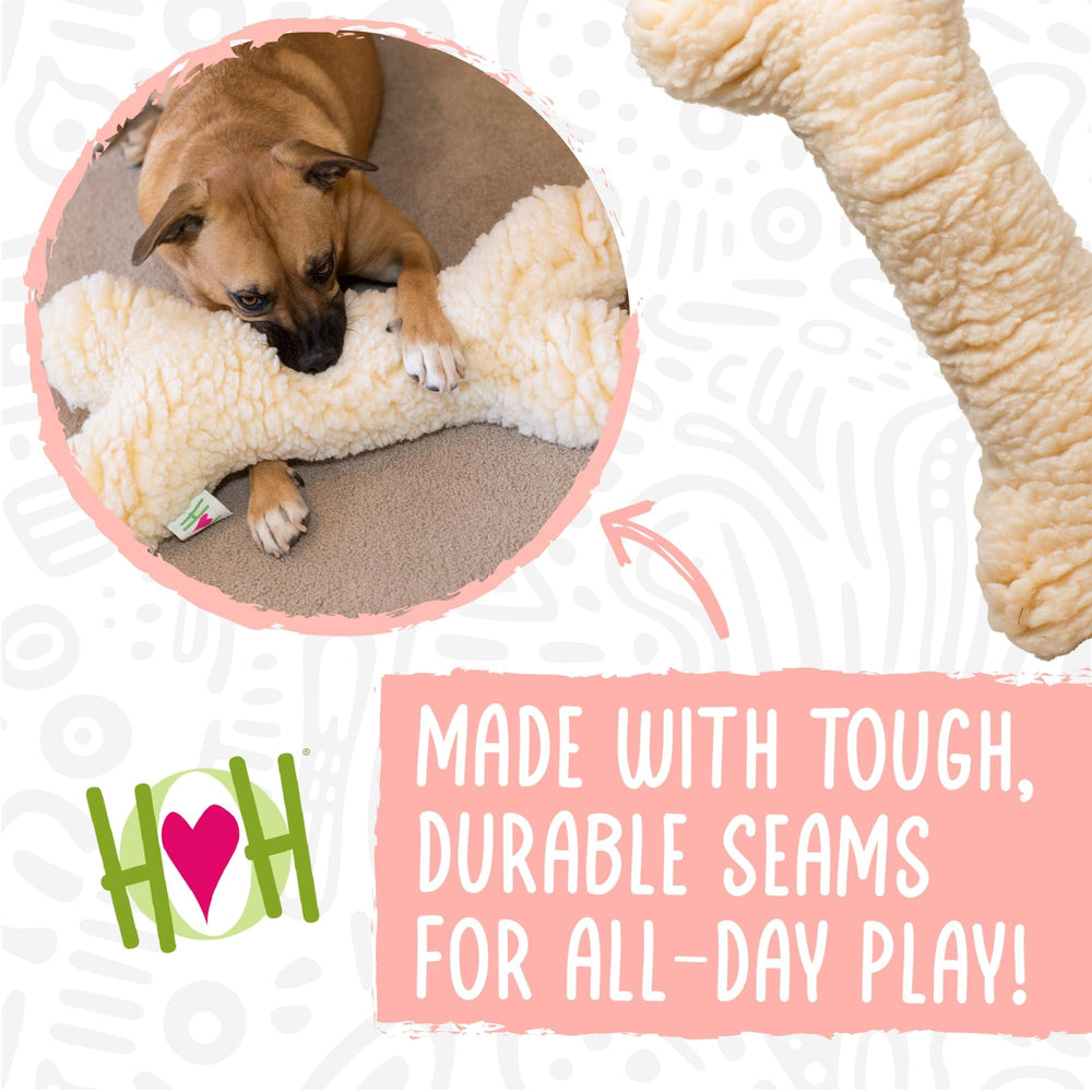 HuggleHounds plush bone toy large-breed use highlights suitability for bigger dogs