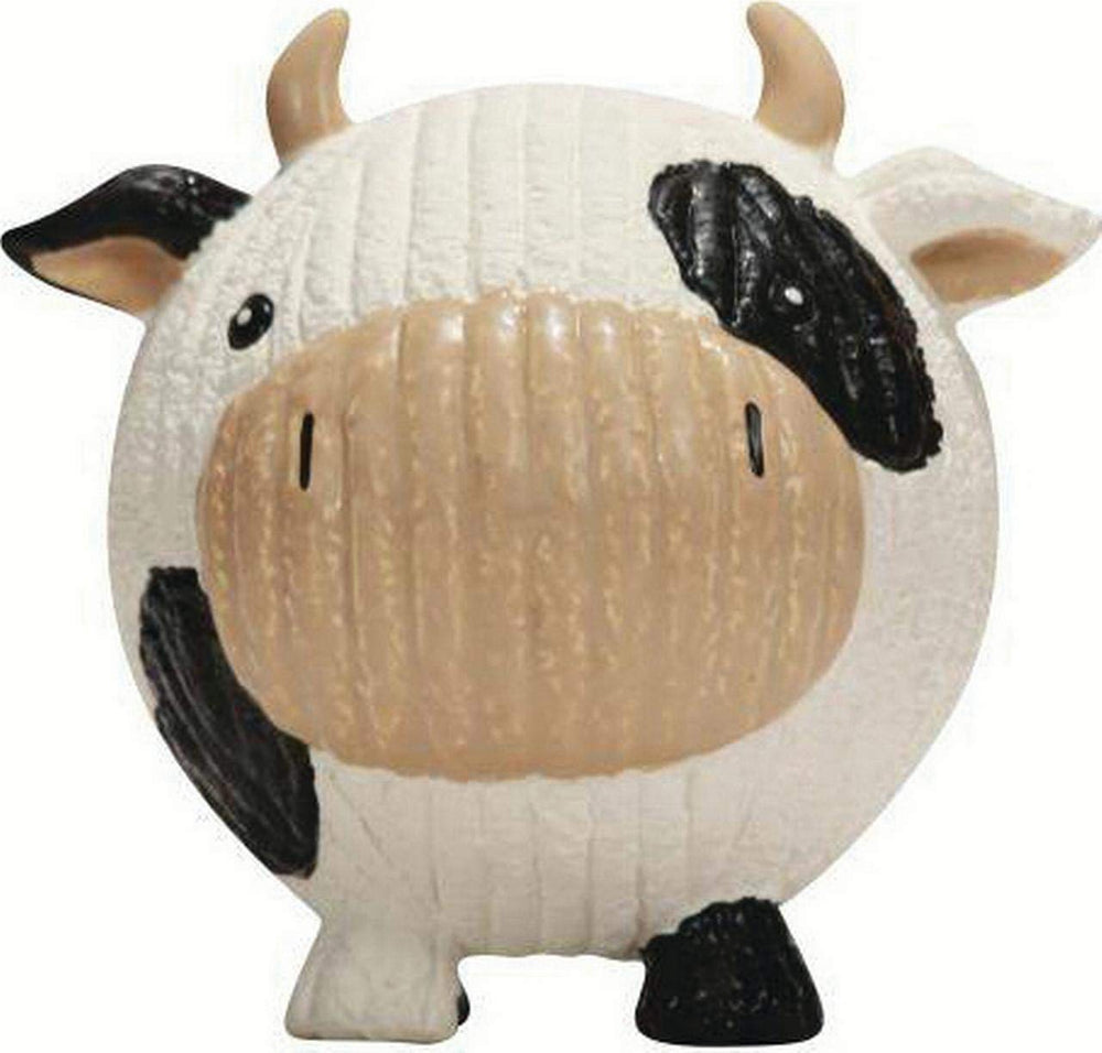 HuggleHounds Ruff-Tex latex ball Dottie Cow large for fetch and water play.