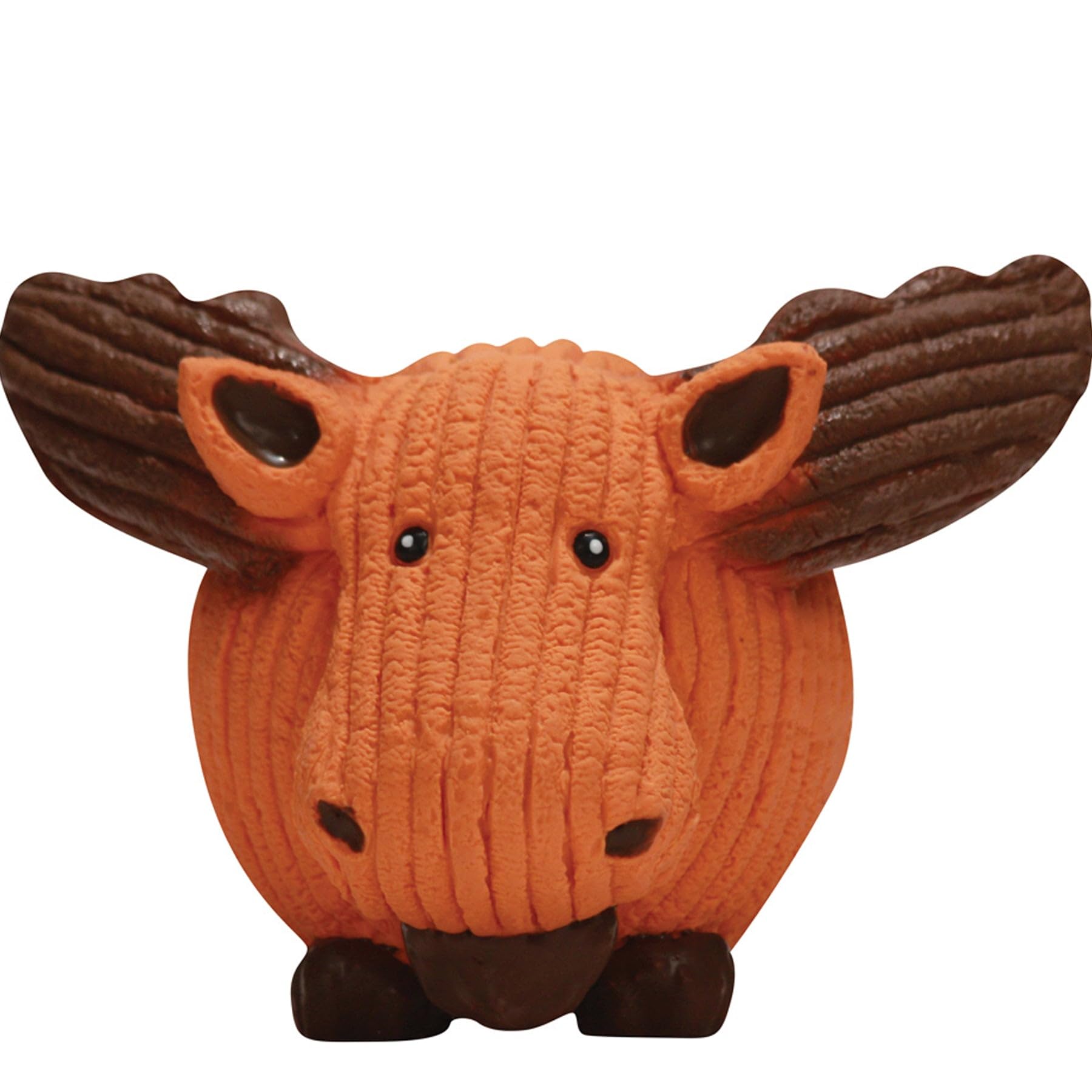 HuggleHounds Morris Moose Ruff-Tex latex ball closeup with squeaker for fetch