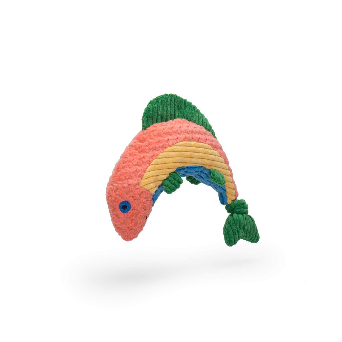 HuggleHounds Trout Knottie Tuffut technology close-up shows durable stitching for lasting play.