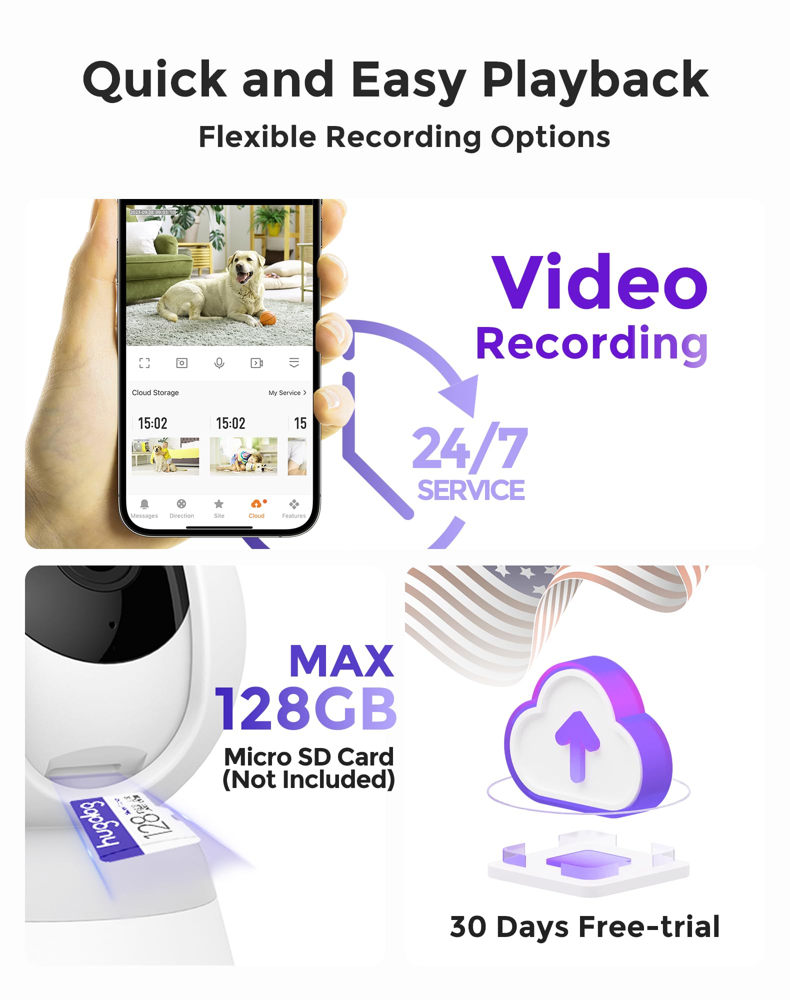 Hugolog 3K 5MP indoor camera pan-tilt-zoom offers detailed views from any angle.