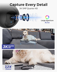 Hugolog 3K 5MP indoor camera two-way audio enables clear family conversations.