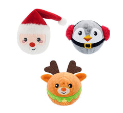 HugSmart Happy Woofmas spiky-ball front view for interactive fetch and chew