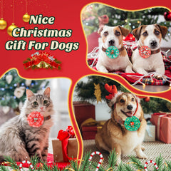 Huhumy Christmas dog bow elk-tree design closeup boosts holiday flair on pets.