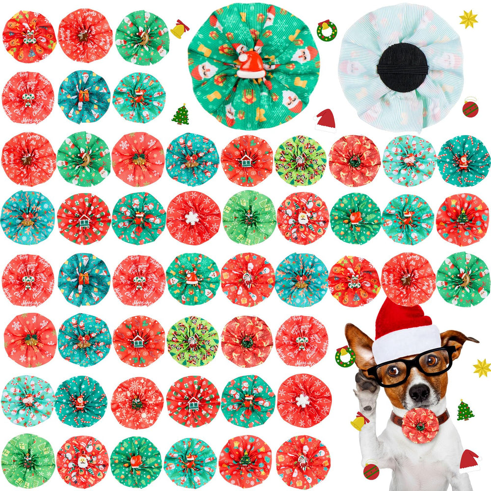 Huhumy Christmas dog bows pack 50 for festive photos and outfits.