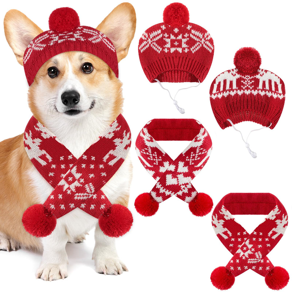 Huhumy Christmas dog hat close-up showing soft knit and cozy fit.