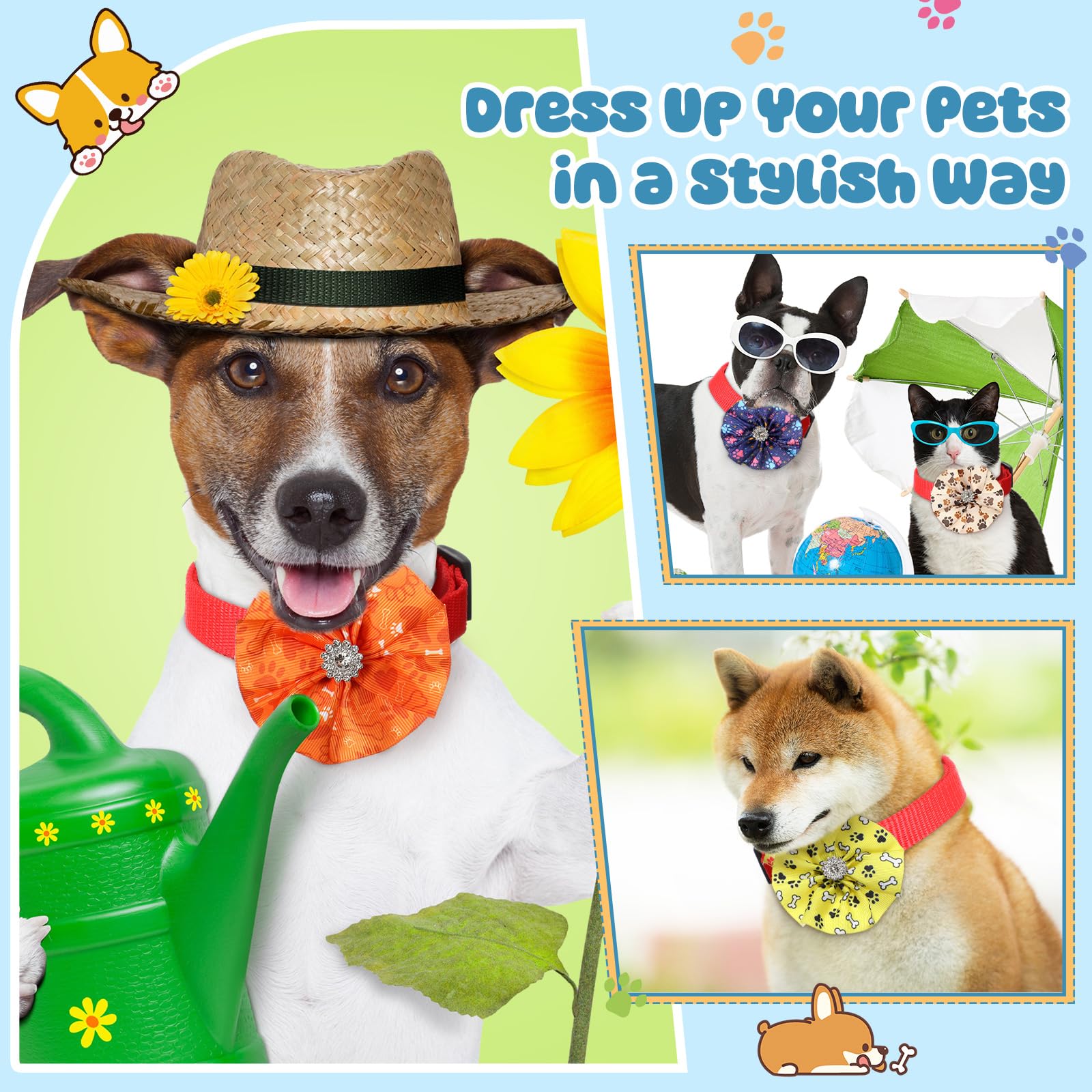 Huhumy dog collar bows are easy to swap for gifting and sharing.
