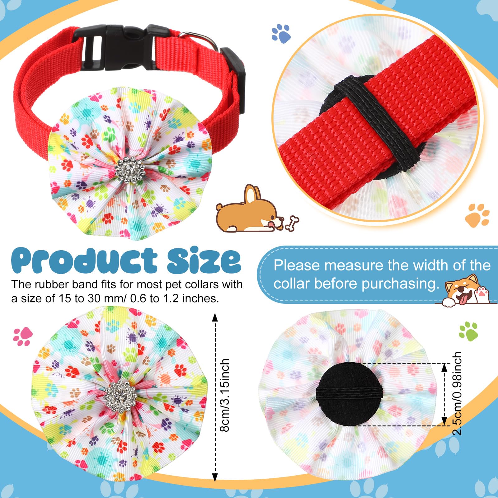 Huhumy elastic back bows fit most collars for quick, secure attachment.