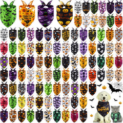 Huhumy Halloween bandanas with pumpkin patterns for festive pet photos