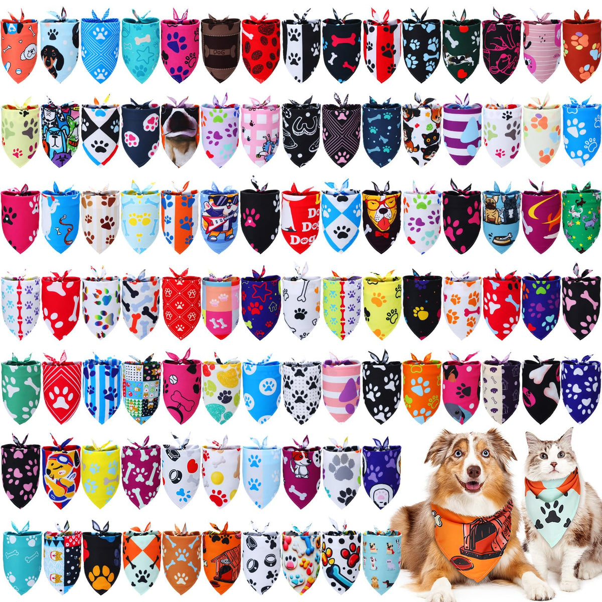 Huhumy paw-pattern dog bandana bulk pack shows versatile holiday style for medium dogs