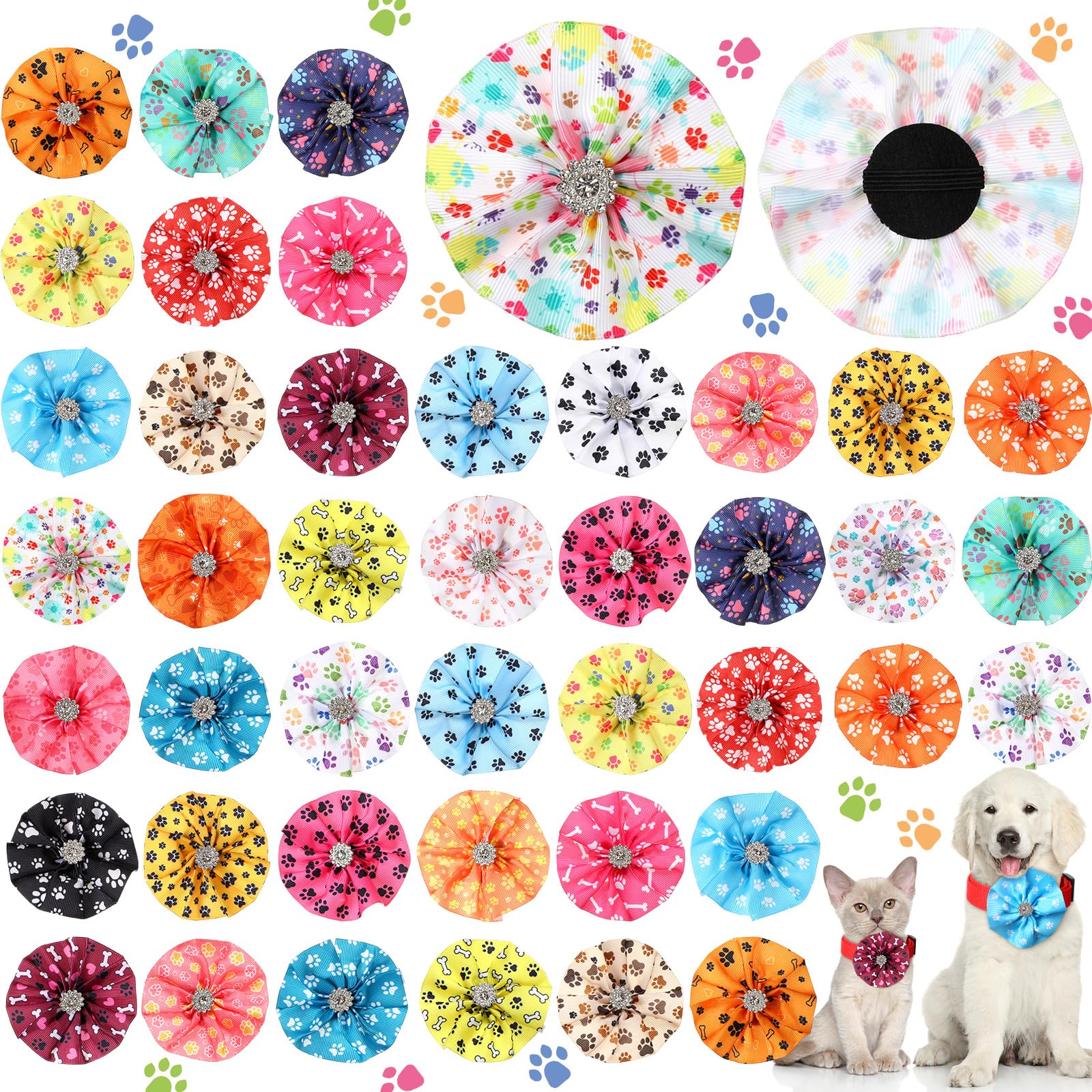 Huhumy paw print collar bows collection adds vibrant, photo-ready flair to pets.