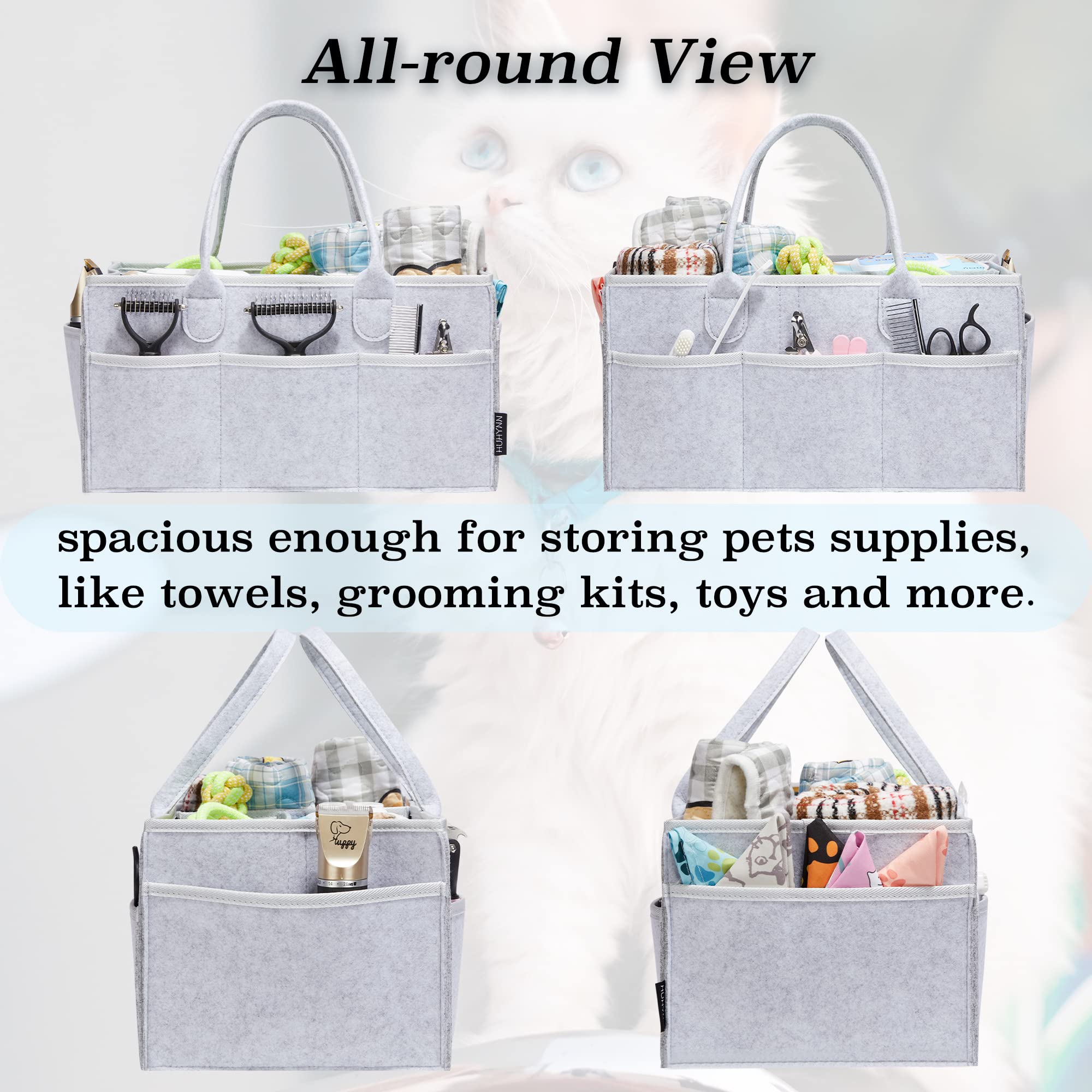 HUHYNN Pet Grooming Tote spacious main compartment keeps tools orderly during home sessions.