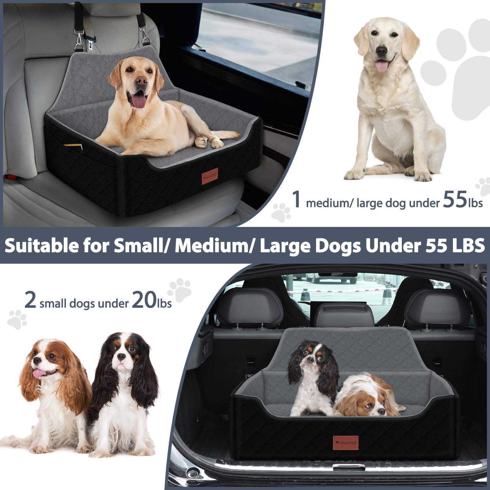 HUICOCY dog car seat washable cover for easy cleaning