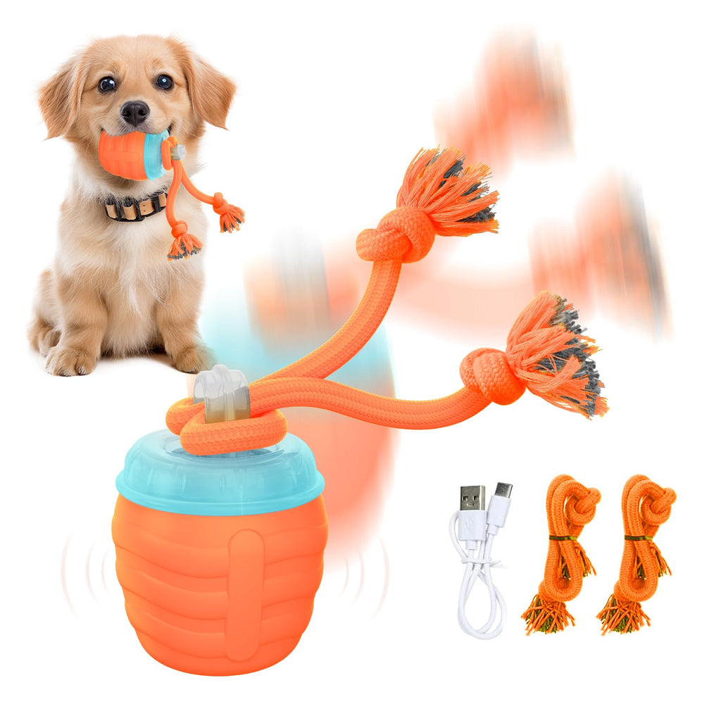Huimpet Interactive Dog Ball orange side view for small dogs—engaging playtime on the go