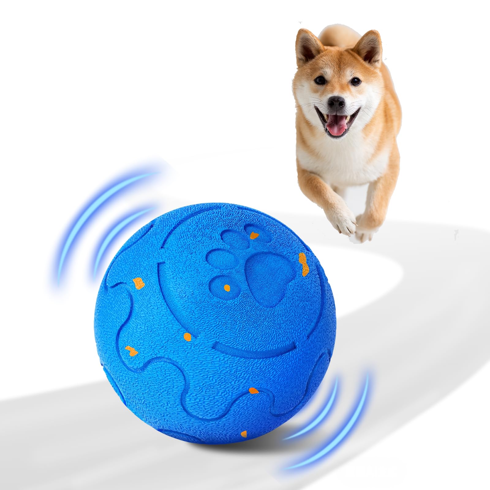 Huimpet Interactive Dog Ball front view with safe E-TPU shell designed for durable play