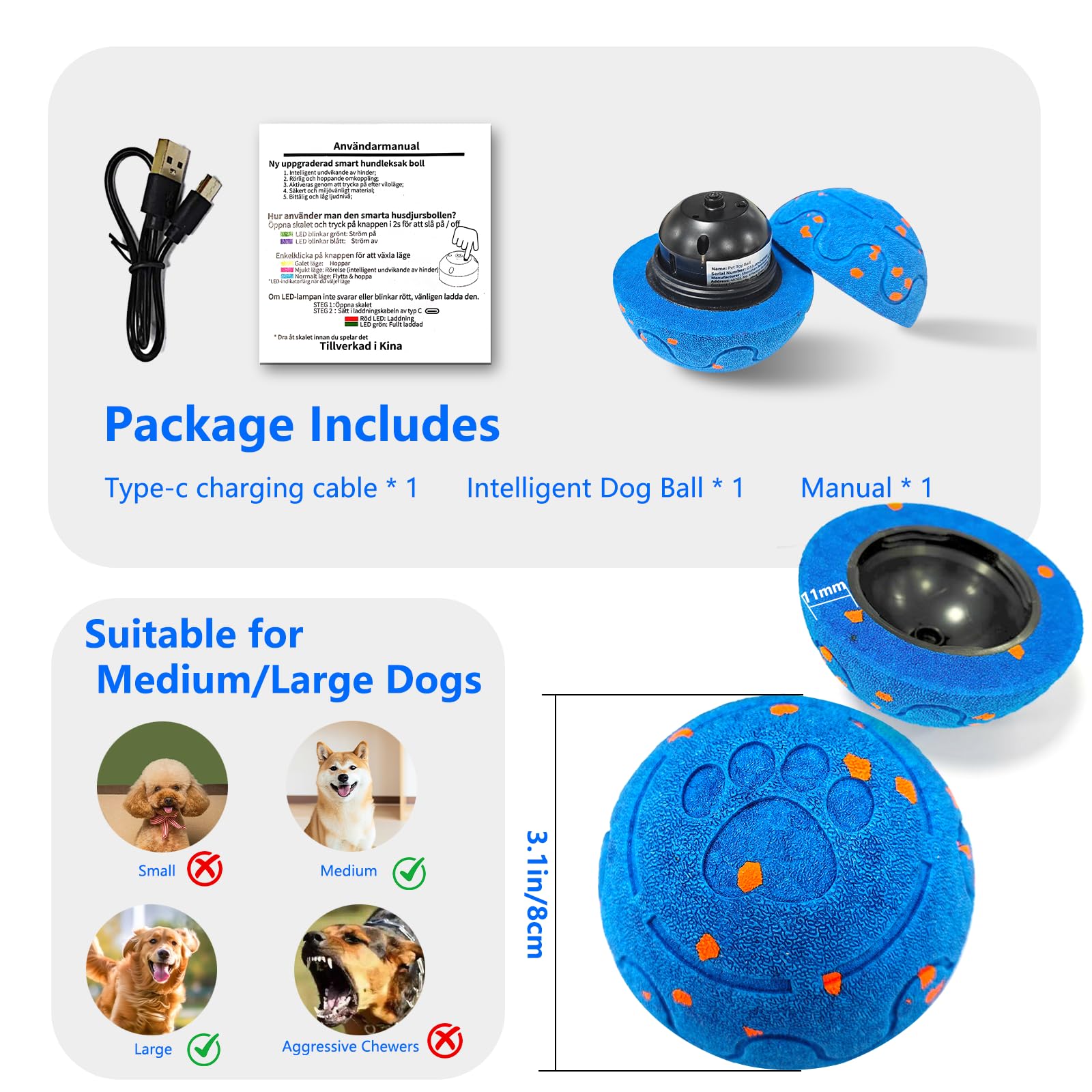 Huimpet Interactive Dog Ball in action with bouncing and movement
