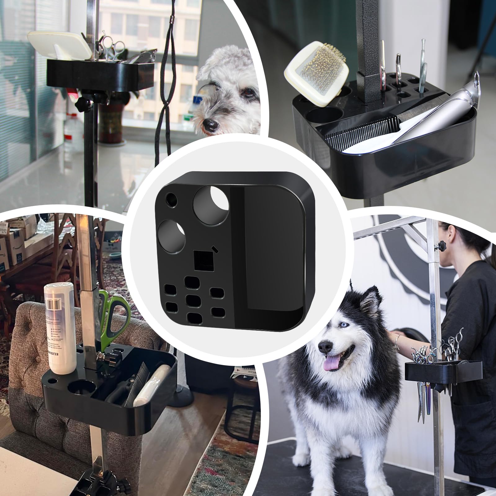 Huioqwe mounted organizer on grooming arm enhances on demand tool access.