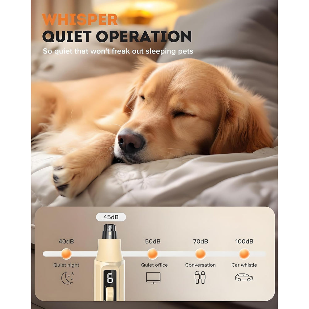 Huiteng XR nail grinder quiet operation displays a calm grooming session