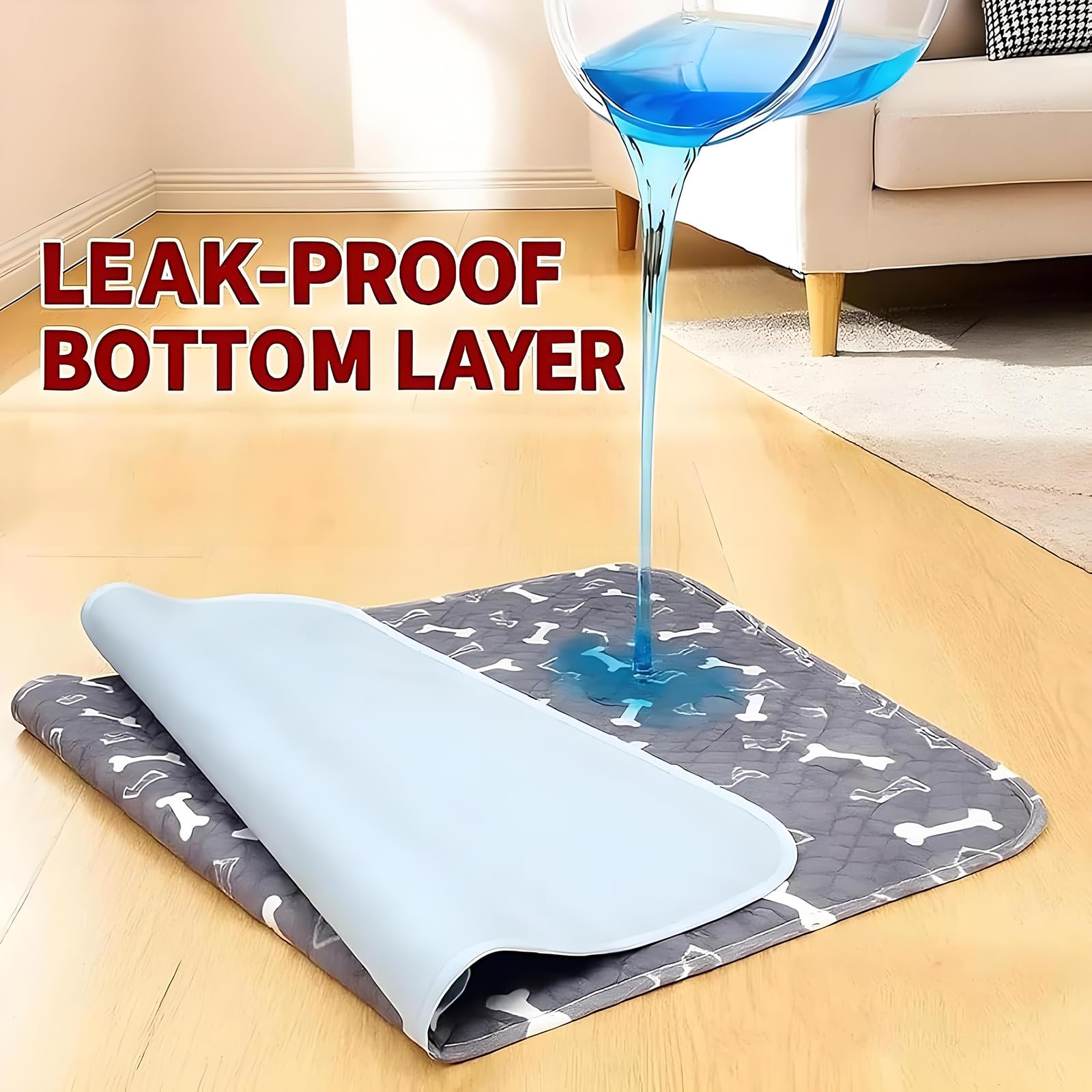 Huiteng XR washable pee pad chew-resistant close-up highlights durable surface for puppies.