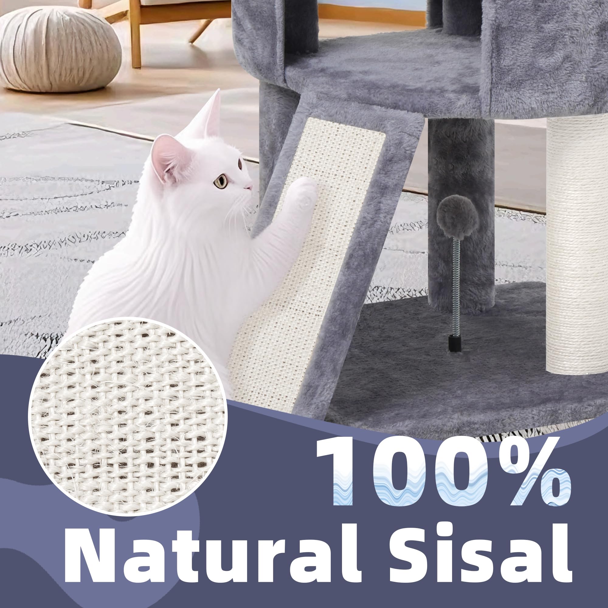 HUITREE easy-assembly cat tree with included tools simplifies setup.