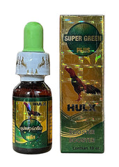 HULX Super Green 10cc tube application aids rooster health support.