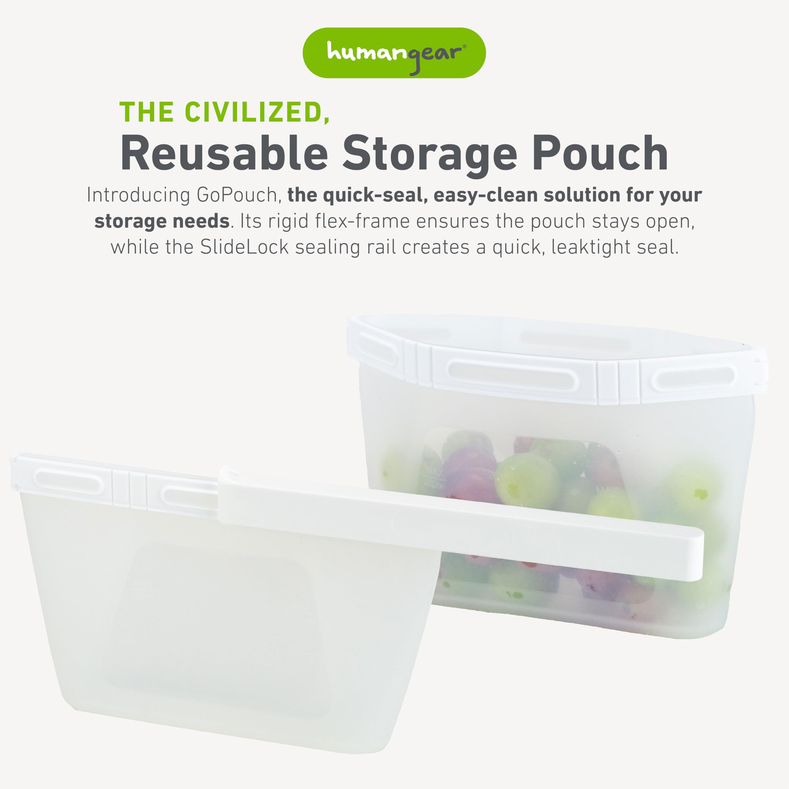 humangear GoPouch leak-proof seal helps prevent spills during travel.