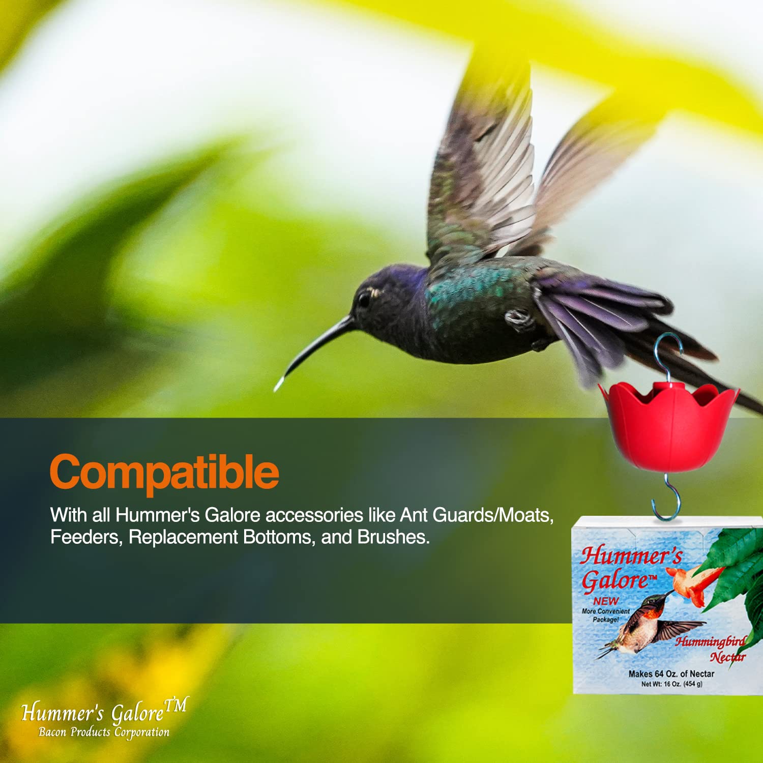 Hummer's Galore energy-boost nectar for thriving outdoor hummingbirds.
