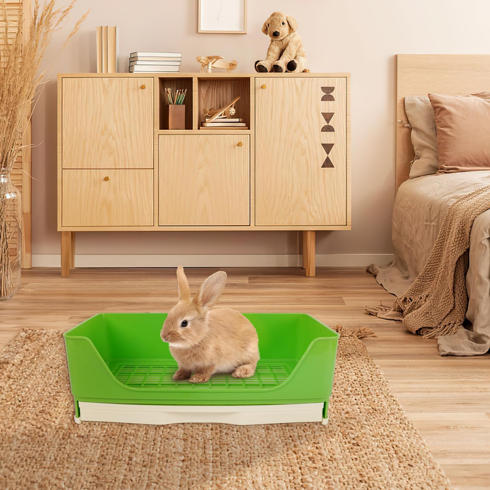 Humorous.P rabbit litter box cage nut secures tray in place