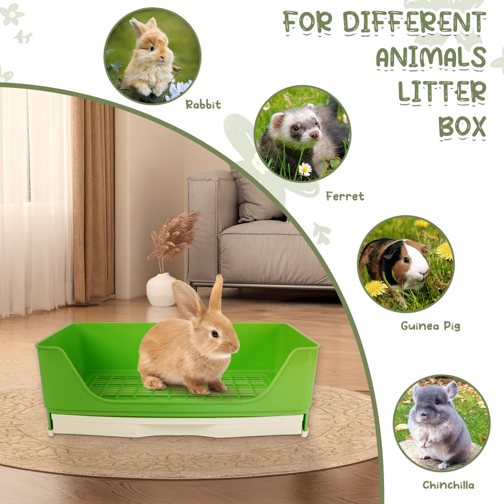 Humorous.P rabbit litter box green side view ideal for corner placement